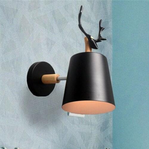 Wooden wall lights bedside wall lamp wall sconce modern wall light for bedroom Nordic macaroon 6 color steering head E27 85-285V