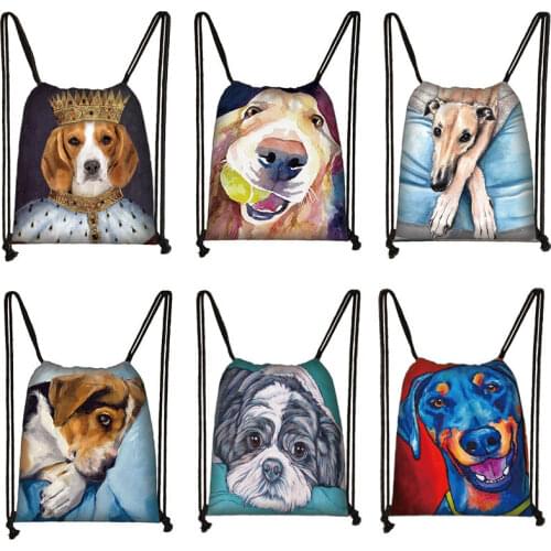 Cute Golden Retriever Dog/French Bulldog Printing Children Backpack eco Polyester School Bag Leisure Drawstring Bags Gift