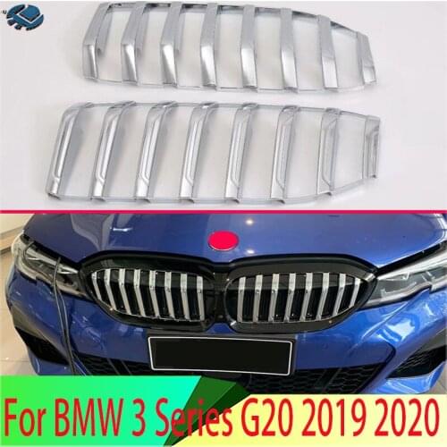 For BMW 3 Series G20 2019 2020 ABS Chrome Front Grille Cover Center Mesh Trim