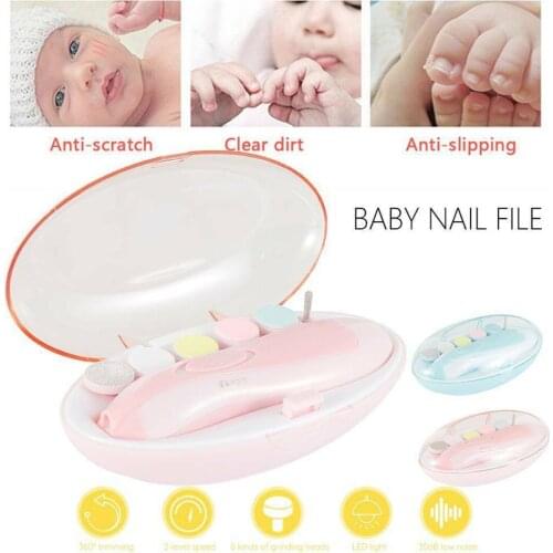 Blue/Pink Color Electric Baby Nail File Clippers Trimmer Toddler Toes Nails Polish Care With LED Lighting Baby Care
