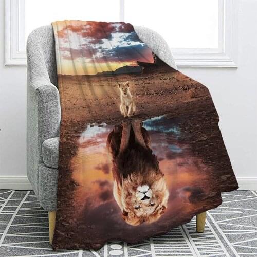 FYMX Lion Tiger Wolf Flannel Blanket Symbolizes Brave Growing Up Blankets For Son Daughter Gifts