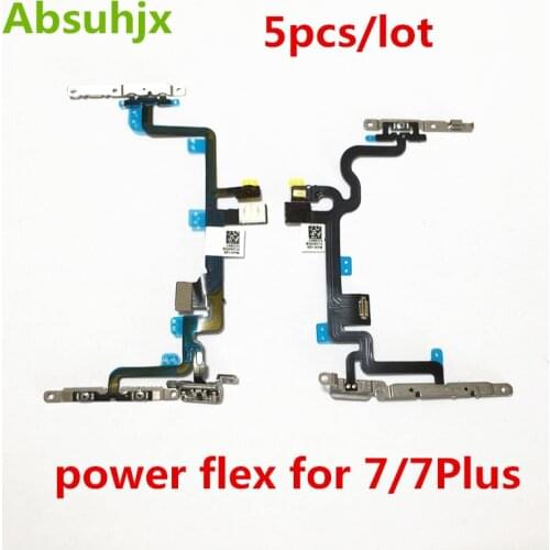 Absuhjx 5pcs Power On Off Flex Cable for iPhone 7 Plus 5.5'' 7G Volume Button Switch Control Flex Cable Replacement Parts