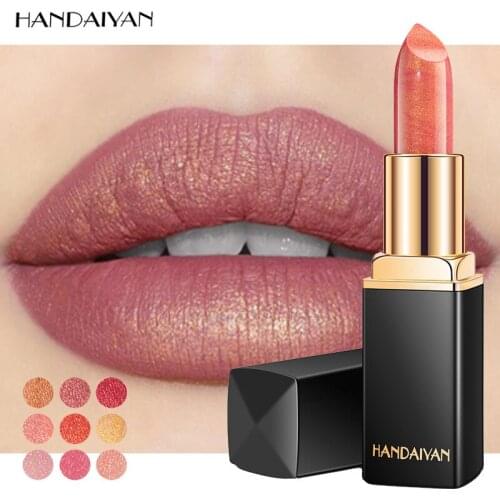 HANDAIYAN Mermaid Color Cosmetics Shimmer Lipstick Makeup Shiny Temperature Change Color Glitter Lipstick Lips Batom
