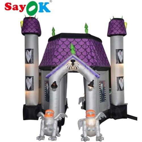 Halloween Inflatable Haunted House Horrific Vivid Inflatable Halloween Decoration with LED Light for Commercial or Home Use