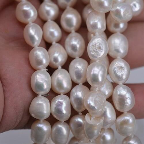 ICNWAY 60inch Natural white Freshwater Pearl 9x12mm Baroque gemstone Beads Necklace