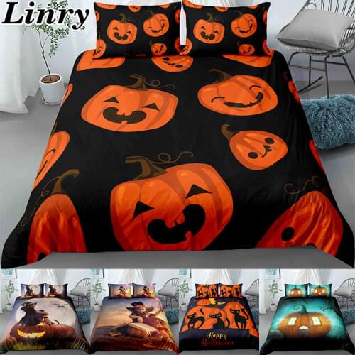 Halloween Pumpkin Bedding Set Quilt Cover with Pillowcase 2/3PCS Single/Twin/Queen/King Size Home Use(no filling no sheet)