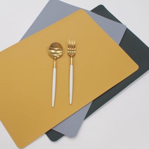 Creative Home Supplies Oil-proof Plate Mat Leather Place Mat Square PU Insulation Table Mat Restaurant Hotel Western Table Mat