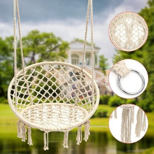 Nordic Handmade Knitted Round Hanging Hammock Outdoor Indoor Dormitory Bedroom Baby Kids Chair Children Swing Home Decor