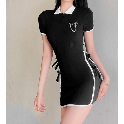 Summer new slim fashion stitching bag hip dress