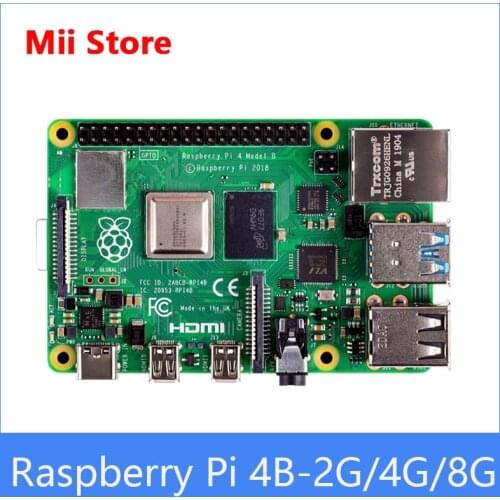 Raspberry Pi 4B with 2GB RAM linux Development Board Cortex-A72 64-bit Quad core 1.5GHz SOC 2.4&5.0 GHz WiFi Bluetooth 5.0