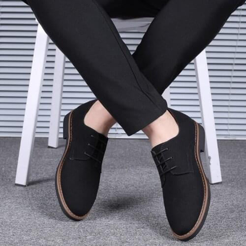 2020 High Quality Suede Leather Soft Shoes Men Loafers Oxfords Casual Male Formal Shoes Spring Lace-Up Style Mens Shoes
