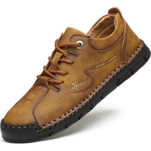 Men Casual Shoes Sneakers Handmade Breathable Men Shoes Luxury Brand Leather Mens Loafers Moccasins New Plus Size 38-48