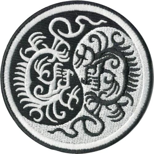 Suitable for all kinds of clothes 8CM Patches For Clothing Badge Patches Yin Yang dragons martial arts kung fu For Apparel Bag D
