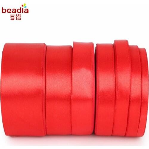 New! 25 Yards/bag #26 Red Ribbons High Quality Decorative Satin Ribbon Multi width for DIY Craft Decor Wedding Party Decoration