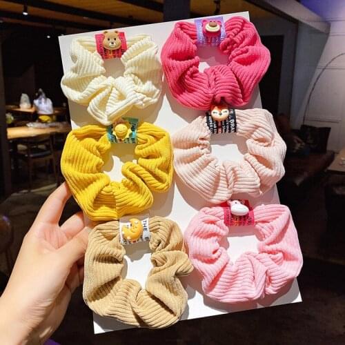 New Cotton Cartoon Elastic Hair Bands For Childre Girls Solid Color Scrunchies Headband Hair Tie Ponytail Holder Hair Accessorie