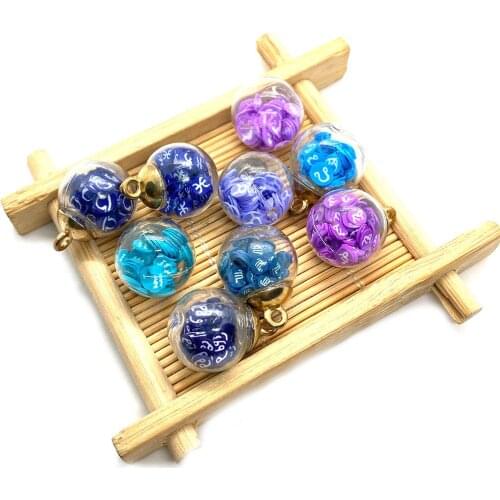 Wholesale 10 Pieces/pack of Glass Ball Pendant Glass Beads Colorful Suede Interior DIY Fashion Exquisite Jewelry Making 16 Mm