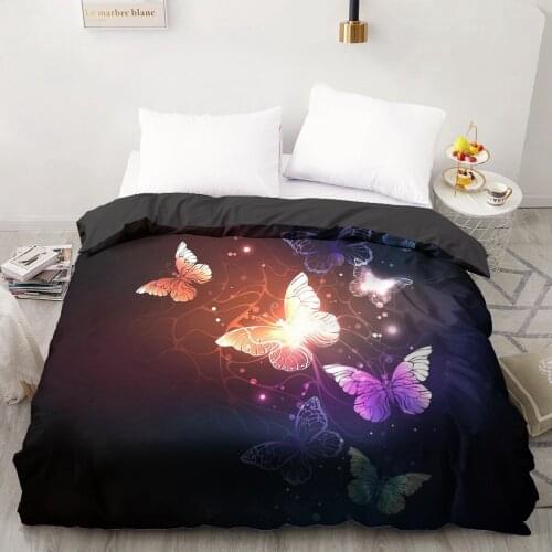 3D HD Printing Custom Duvet Cover Comforter/Quilt/Blanket case Adult Queen King Bedding 180x210 Black butterfly Bedclothes