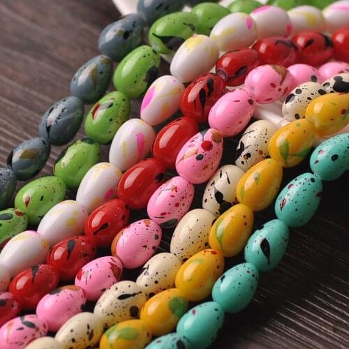 Spots Coated Color Teardrop Pear Shape Opaque Glass 11x8mm 14x10mm Loose Beads Wholesale lot for Jewelry Making DIY Crafts