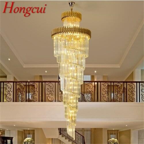 Hongcui Luxury Crystal Chandelier Lamp Fixtures Pendant Light Postmodern Home LED Decorative for Stairs Hall