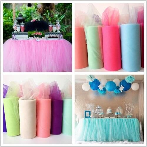 Fruit Green Yarn Roll Crystal Tulle 22mX15cm Organza Sheer Gauze Element Wedding Table Runner Decoration Baby Shower