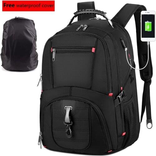 Mjzkxqz Multifunctional 17" Laptop Backpack Waterproof USB Charge Swiss Rucksack Travel Bag Boys Schoolbag Anti-Theft Mochila