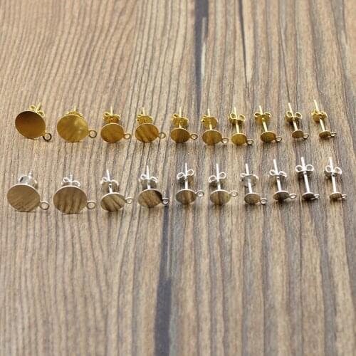 4pcs/lot 925 Sterling Silver Earrings Posts for Jewelry Findings, Earring Back Stoppers,Blank Earring Settings cabochon Base