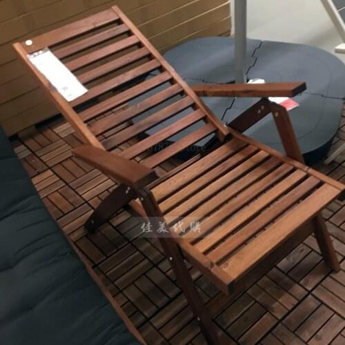 Outdoor recliner solid wood folding chair siesta chair with armrest leisure chair