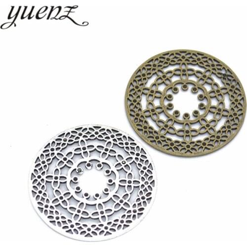 YuenZ 3pcs Antique Hollow Round Flower Charms Metal Pendants for Jewelry Making DIY Crafts Jewelry Findings 45*45mm B125