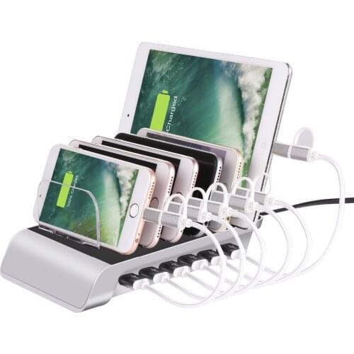 USB Charging Station, Show Wish Universal Detachable 6 Ports Dock Station, 51W 5V 10.2A Stand Mounts Holder Charger
