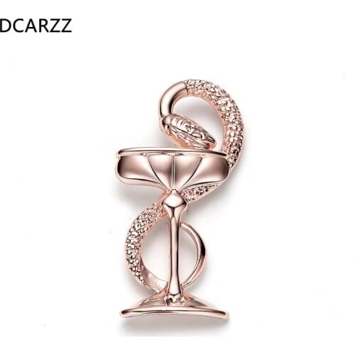 Rose Gold Bowl of Hygieia Pins Medical Symbol Metal Lapel Snake Nurse Brooch Women Accessories Vintage Medical Jewelry Wholesale