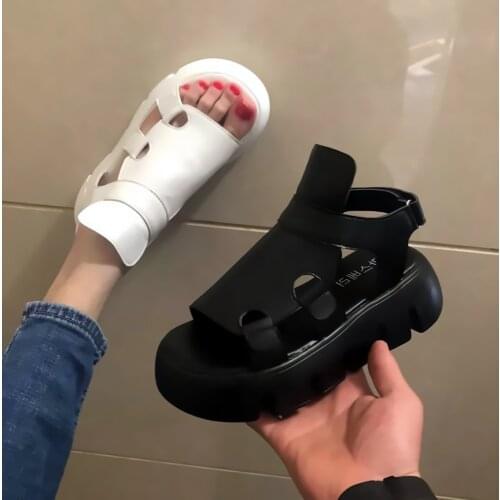 Womens sandals 2021 summer new style thick-soled velcro sponge cake fish mouth sandals student sandals X828