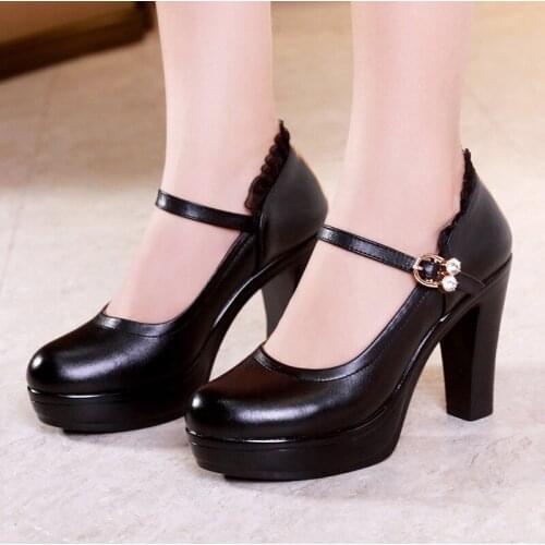 201910CM super high heel single shoes thick with models cheongsam catwalk shoes large size 40-43 round head T work shoes women