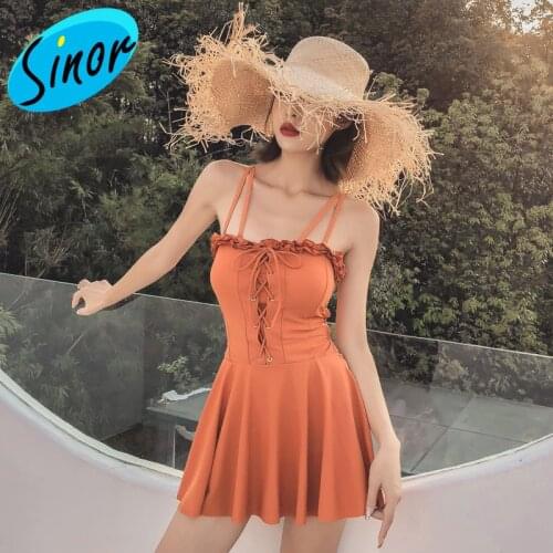 Swimsuit Womens Korean Ins New Immortal One-Piece Belly Covering Slimming Conservative Cute Sexy Graceful Swimsuit