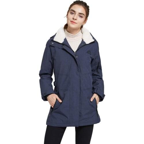 Winter Womens Waterproof Jackets Windproof Outdoor Snow Skiing Fleece Thick Hiking Comfortable Hooded Long Style Coats WJK012