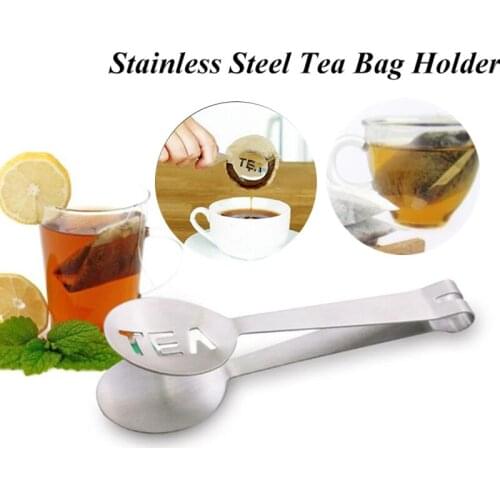 1 Pcs Reusable Stainless Steel Tea Bag Tongs Teabag Squeezer Strainer Holder Grip Metal Spoon Mini Sugar Clip Tea Leaf Strainer