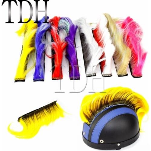 1x Yellow Black Motorcycle Helmet Mohawk Sticker Snowmobile ATV BMX Bike Mohawks Biker Helmet Long Hair Feather Decoration