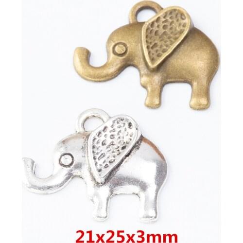 35 pieces of retro metal zinc alloy elephant pendant for DIY handmade jewelry necklace making 7520