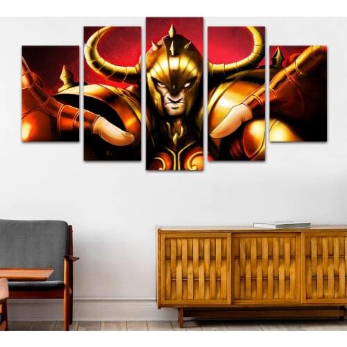 5 Panels Wall Art Cartoon Saint Seiya Canvas Poster Modern Painting Wall Picture For Kids Room Home Decor Cartoon Anime