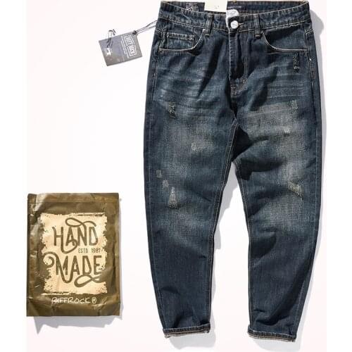 American Retro Heavy Straight Jeans Men 's Autumn and Winter Dark Denim Trousers