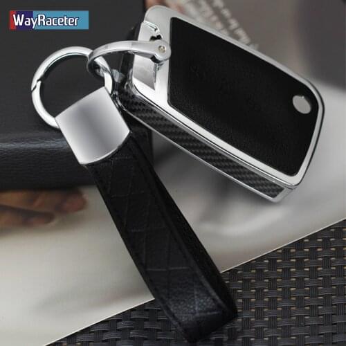 Car Key Case Genuine Leather & Zinc Alloy Cover Shell For VW Volkswagen Golf 7 MK7 Seat Lbiza Leon Aztec Skoda Octaiva A7 Superb