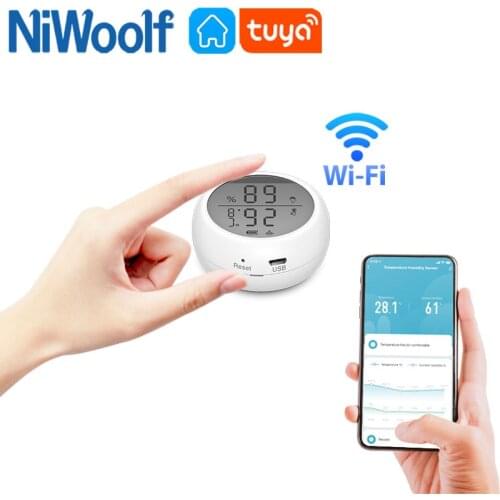Tuya WIFI Smart Home Temperature Detector And Humidity Sensor LED Screen and Indoor Hygrometer Thermometer For Alexa Google Home