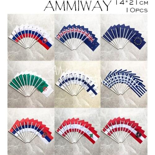 AMMIWAY 14x21cm 10pcs Slovakia New Zealand European Union Algeria Finland Greece Serbia Lebanon Austria Small Country Hand Flags