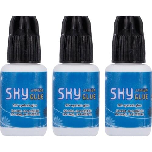 3 Bottles Sky S+ Glue for Eyelash Extension Holding Time 6 to 7 Weeks For High Skill Technician