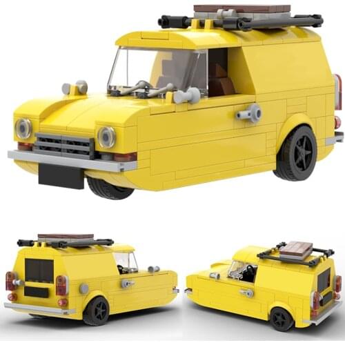 MOC classic movie scene Mini Yellow Car Building Blocks Model Foolsal The Horsesal Reliant Regal Blocks Collection Boy Toys Gift
