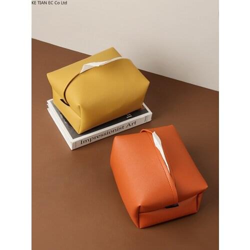 European-style Leather Tissue Box Home Living Room High-end Pumping Paper Tube Car Napkin Box Modern Home Decoration Accessories