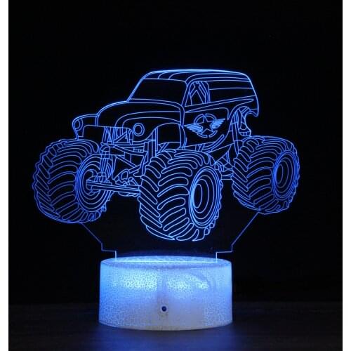 Creative 3D Car Night Light 7 Colors LED Lamp Decoration Light Table Desk Lamp Touch Switch Rainbow Color Change