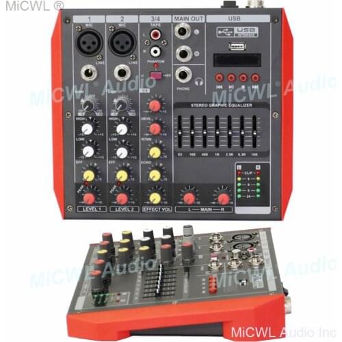 MG4 4 Channel Audio Bluetooth Mixer Mixing Console with 7-Band EQualizer USB Phantom Power 48V