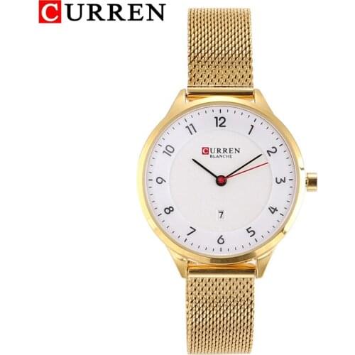 Fashion Ladies Wrist Watches China Brand Curren Quartz Watch For Women Golden Steel Mesh Wrist Bracelet Wristwatches Reloj Mujer