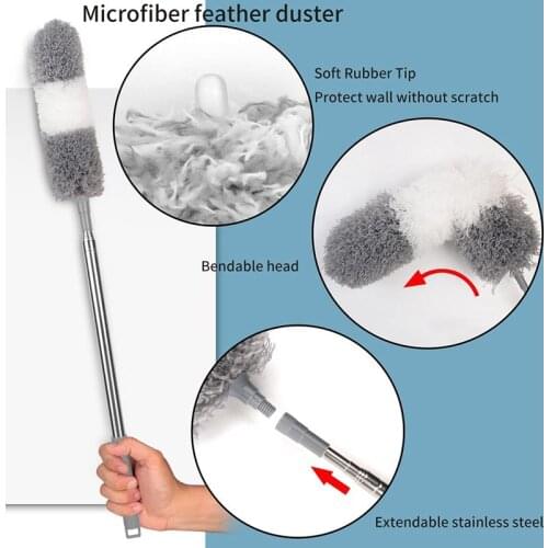Microfiber Duster Set Cobweb Duster Cleaning Kit Bendable Washable for Cleaning Ceiling Fan Space Furniture Cars