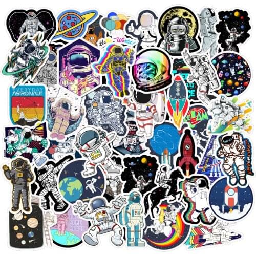 50Pcs Outer Space Astronaut Stickers for Travel Suitcase Skateboard Scrapbook Journal Graffiti Sticker Kids Toy Sticker